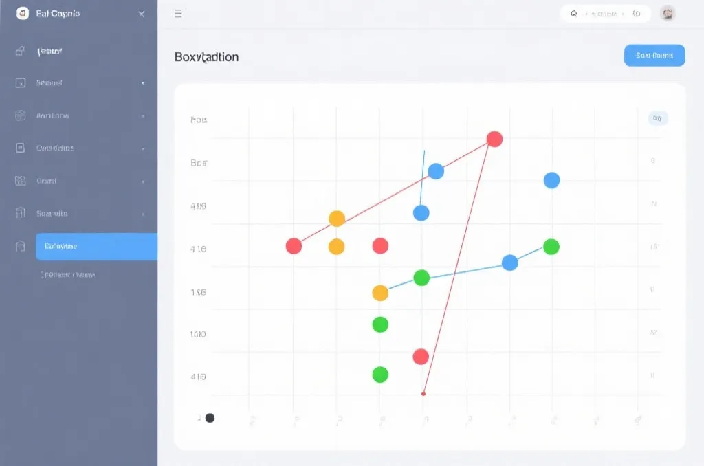 A neat grid pattern showing box-range oscillation with parallel line boundaries and colored circular nodes in a clean modern interface